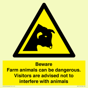 Beware Farm animals can be dangerous. Visitors are advised not to interfere with animals